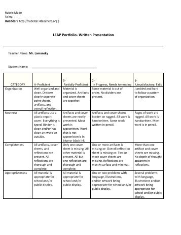 Sample Rubric