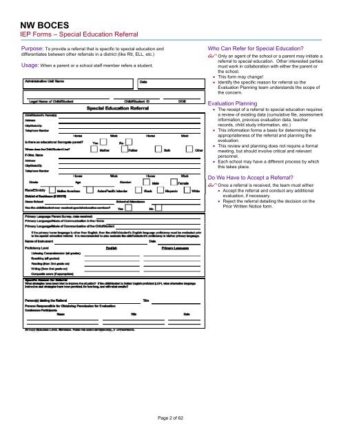 Forms Manual - NW Colorado BOCES