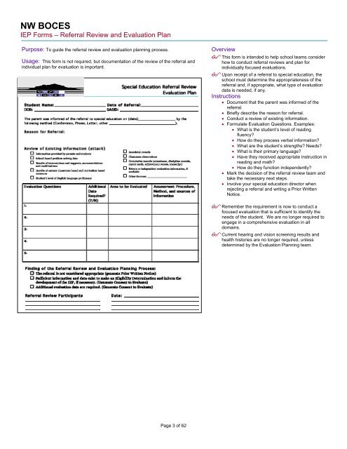 Forms Manual - NW Colorado BOCES