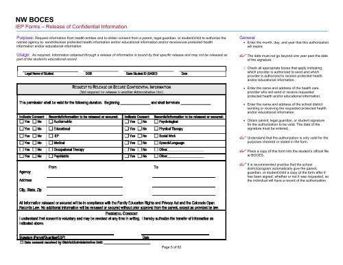 Forms Manual - NW Colorado BOCES