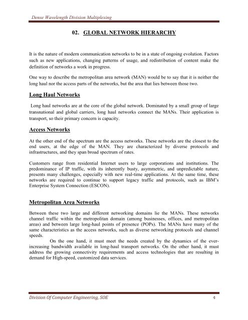 Dense Wavelength Division Multiplexing - DSpace at CUSAT ...