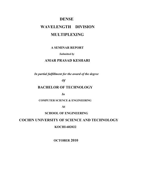 Dense Wavelength Division Multiplexing - DSpace at CUSAT ...