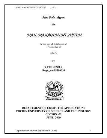 Mail management system - DSpace at CUSAT - Cochin University of ...