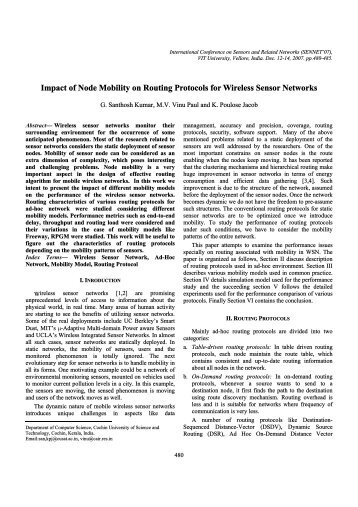Impact of Node Mobility on Routing Protocols for Wireless Sensor ...