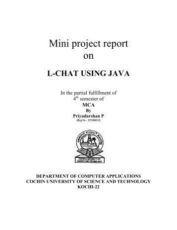 Mini project report on - DSpace at CUSAT - Cochin University of ...