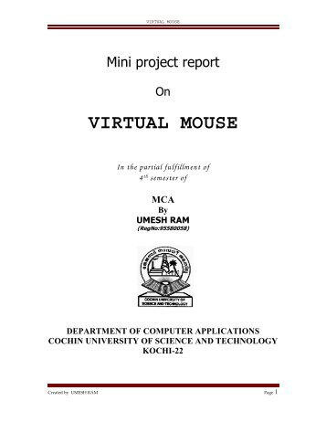 virtual mouse - DSpace at CUSAT - Cochin University of Science ...