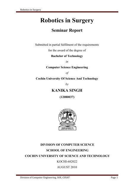 Robotics in Surgery.pdf - DSpace at CUSAT - Cochin University of ...