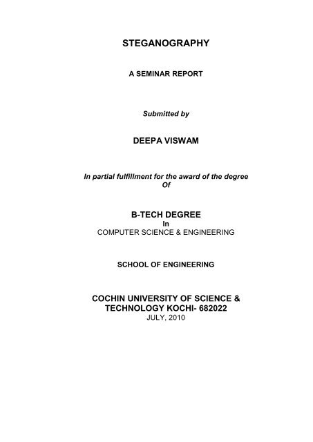 STEGANOGRAPHY - DSpace at CUSAT
