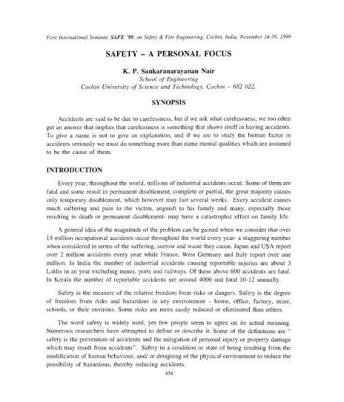 Safety-A Personal focus.pdf - DSpace at CUSAT - Cochin University ...
