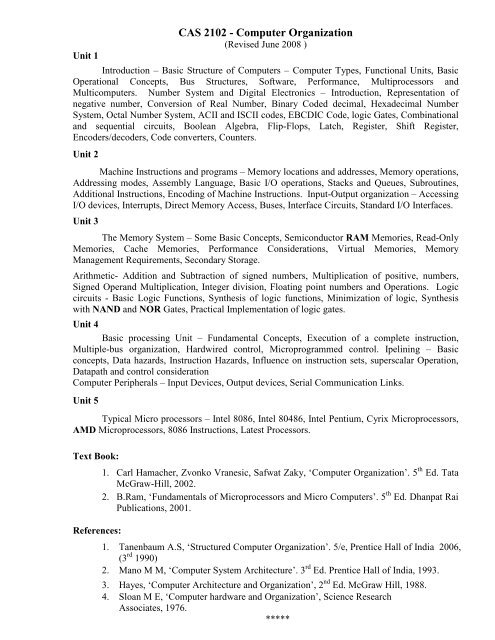 course structure - DSpace at CUSAT