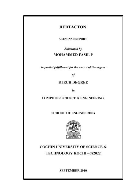 REDTACTON - DSpace at CUSAT