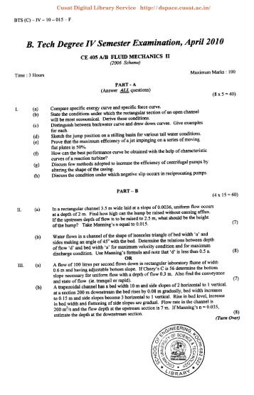 Fluid Mechanics II 2010 (2006 Ad).pdf - DSpace at CUSAT