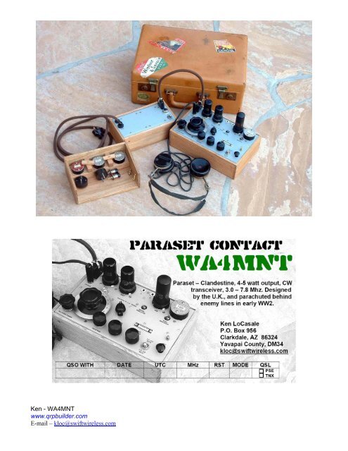 Oluf Reed Olsen's Original Paraset - QRPBuilder.com