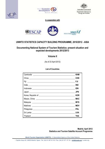 UNWTO STATISTICS CAPACITY BUILDING PROGRAMME, 2010 ...