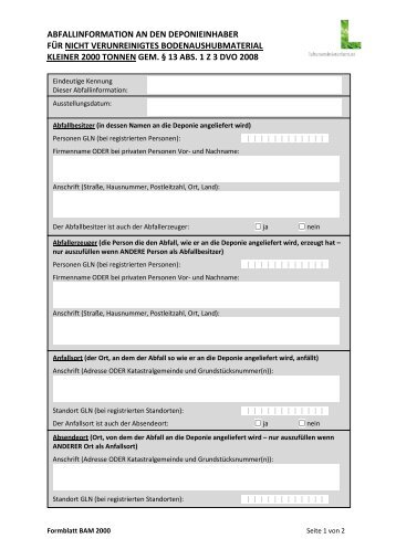 Abfallinfo Bodenaushub 2000t  §13 Abs 1 Z 3  4