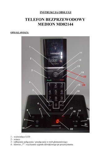 instrukcja obsługi telefon bezprzewodowy medion md82144 - Progres