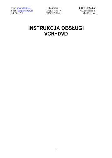 INSTRUKCJA OBSŁUGI VCR+DVD - Progres