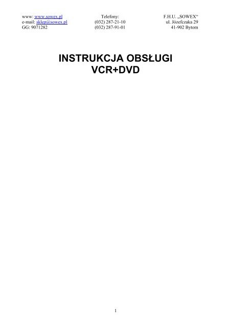 INSTRUKCJA OBSŁUGI VCR+DVD - Progres