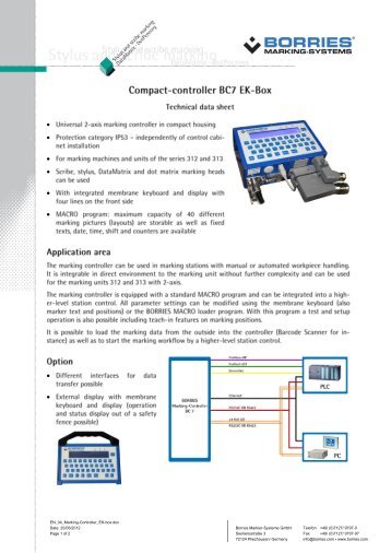 Marking controller EK-box - Borries Markier-Systeme GmbH