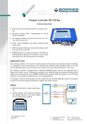 Compact-controller BC7 EG Box - Borries Markier-Systeme GmbH
