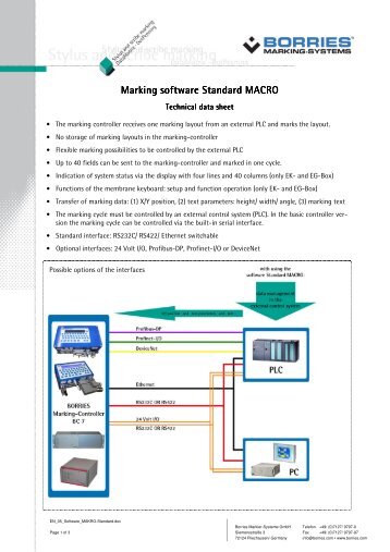 Marking software Standard MACRO - Borries Markier-Systeme GmbH