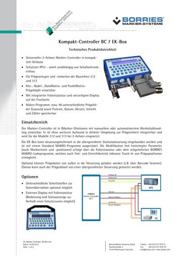 Markier-Controller EK-Box - Borries Markier-Systeme GmbH