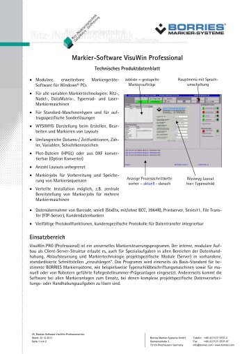 Markier-Software VisuWin Professional - Borries Markier-Systeme ...