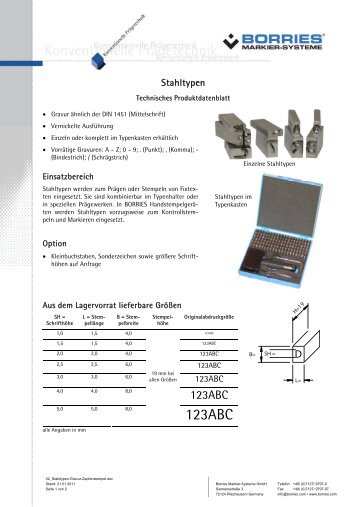 Stahltypen - Borries Markier-Systeme GmbH