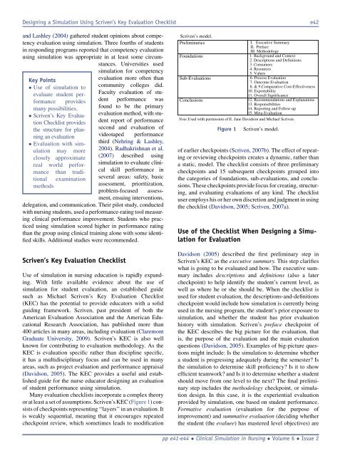 Designing a Simulation for Student Evaluation Using Scriven's Key ...