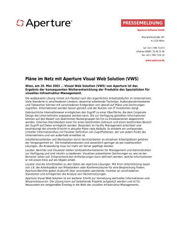 Pläne im Netz mit Aperture Visual Web Solution (VWS)
