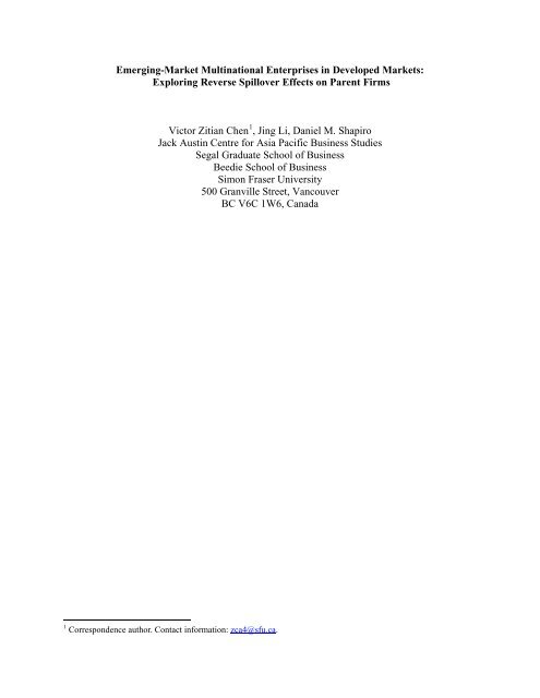 Emerging-Market Multinational Enterprises in Developed Markets: