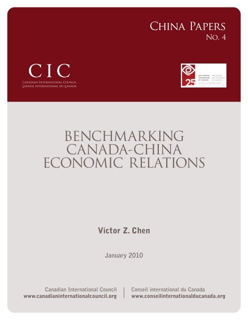 benchmarking canada-china economic relations - Asia Pacific ...