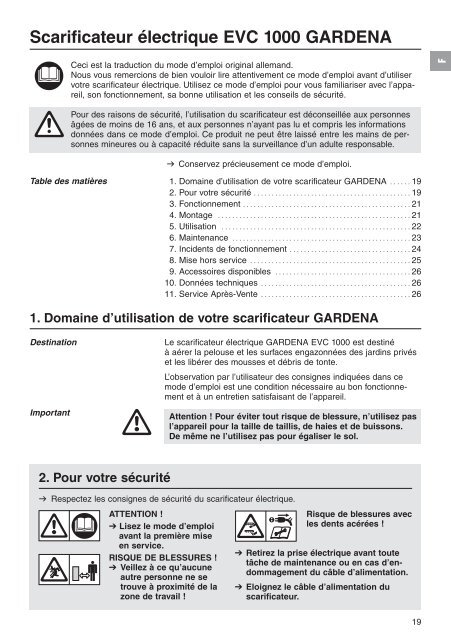 Instructions de service - GARDENA