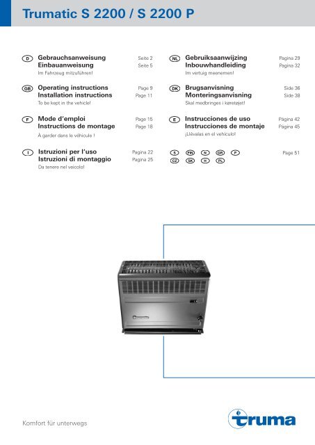 Trumatic S 2200 / S 2200 P - Ostsee Campingpartner