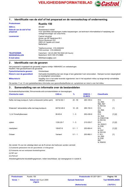 veiligheidsinformatieblad - BP