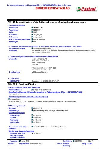 SIKKERHEDSDATABLAD - BP