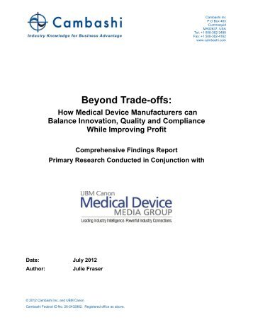 Beyond Trade-offs: How Medical Device Manufacturers can ... - Apriso