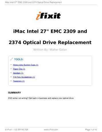 iMac Intel 27" EMC 2309 and 2374 Optical Drive Replacement - iFixit