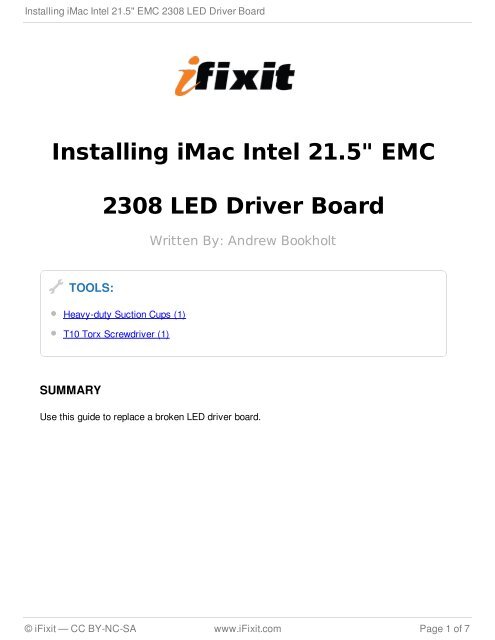 Installing iMac Intel 21.5" EMC 2308 LED Driver Board - iFixit