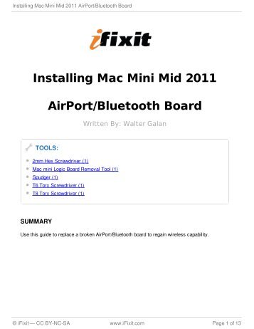 Installing Mac Mini Mid 2011 AirPort/Bluetooth Board - iFixit