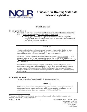 Guidance for Drafting State Safe Schools Legislation