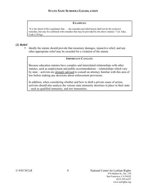 Guidance for Drafting State Safe Schools Legislation