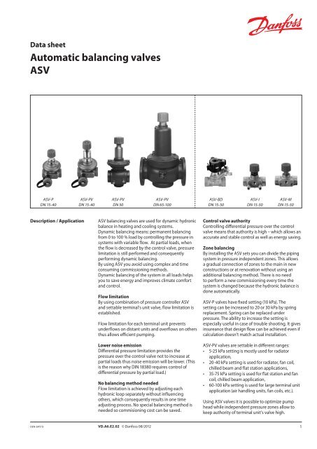 Automatic balancing valves ASV - Danfoss.com