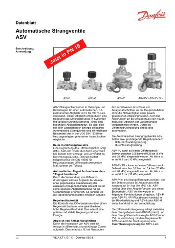 Automatische Strangventile ASV - Danfoss.com