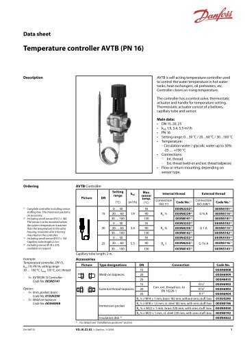 Temperature controller AVTB (PN 16) - Danfoss.com