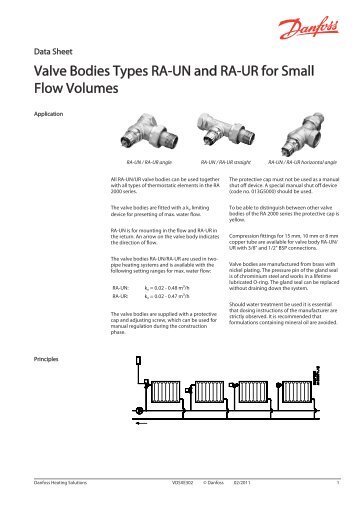 Valve Bodies Types RA-UN and RA-UR for Small ... - Danfoss.com