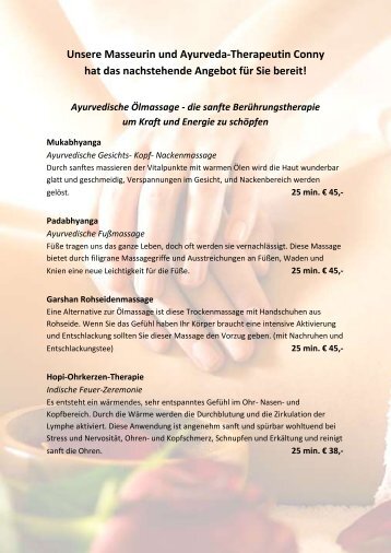 Unsere Masseurin und Ayurveda-Therapeutin Conny hat das ...