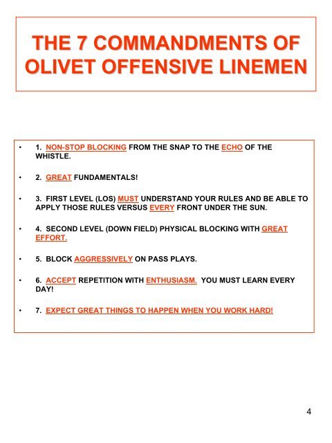 OLIVET COLLEGE LINE BLOCKING DRILLS - Hawg Tuff