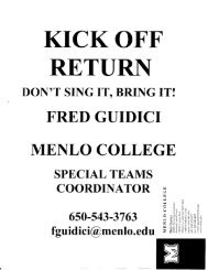 Menlo College Kick Return