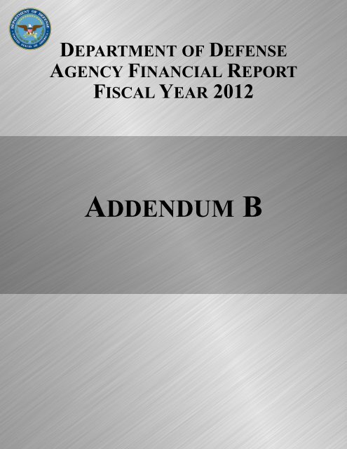 department of defense agency financial report fiscal year 2012